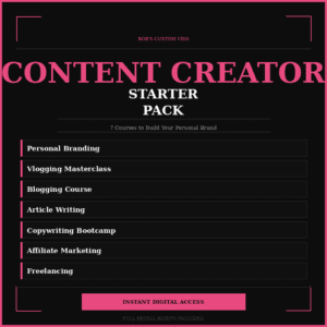Content Creator Starter Pack — $17 bundle of courses on personal branding, vlogging, blogging, article writing, copywriting, affiliate marketing, and freelancing