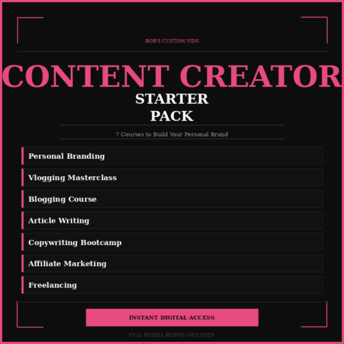 Content Creator Starter Pack — $17 bundle of courses on personal branding, vlogging, blogging, article writing, copywriting, affiliate marketing, and freelancing