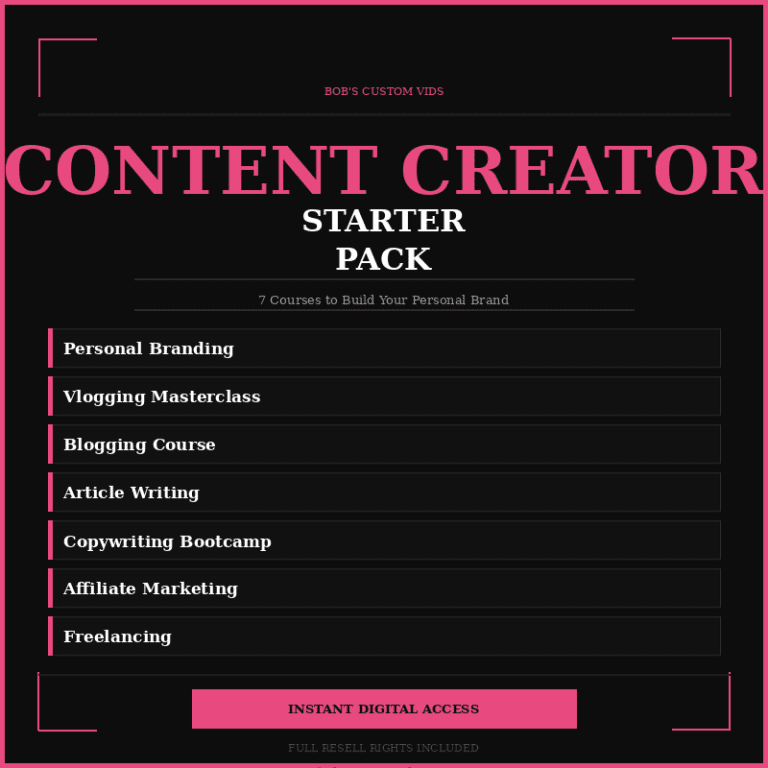 Content Creator Starter Pack — $17 bundle of courses on personal branding, vlogging, blogging, article writing, copywriting, affiliate marketing, and freelancing